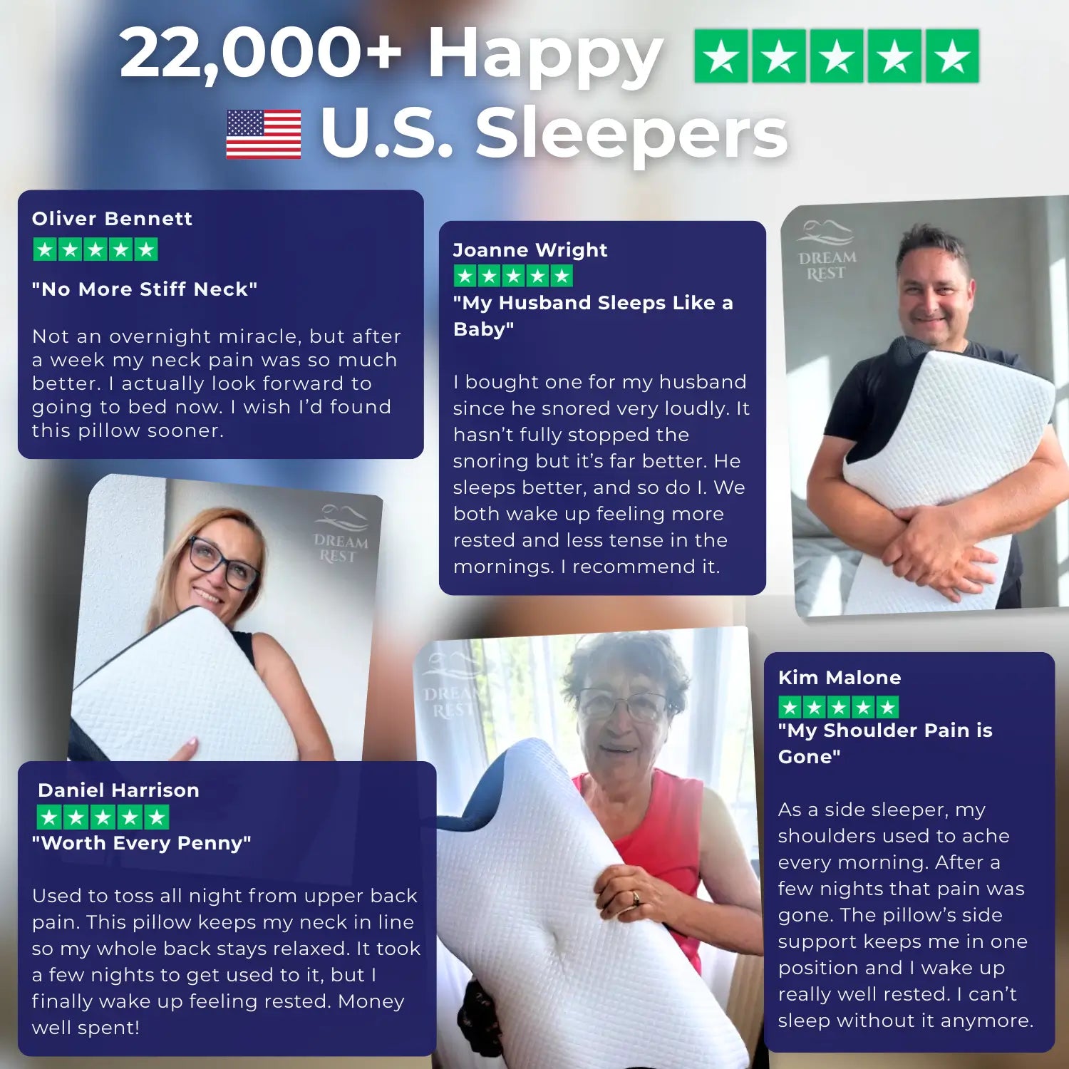 DreamRestโข Ergonomic Memory Foam Pillow